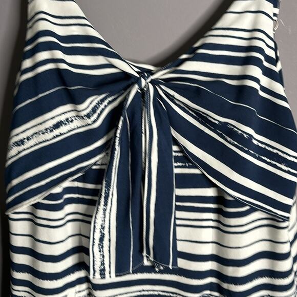Cabi Blue and White Striped Spaghetti Strap Dress With Bow and Pockets Size S - Picture 6 of 11